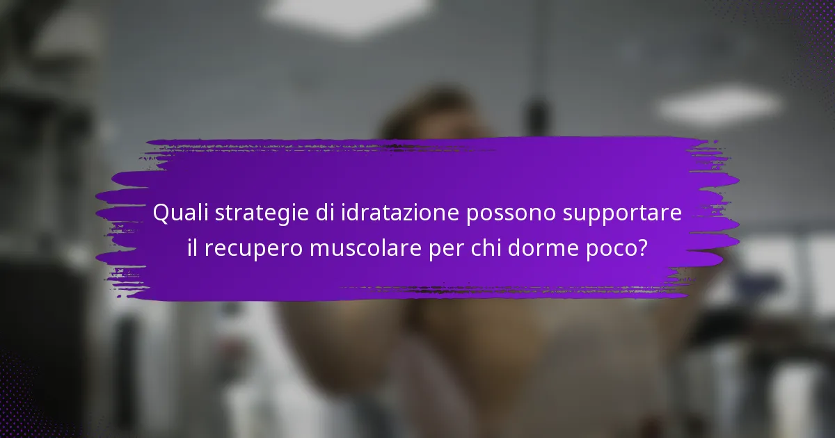 Quali strategie di idratazione possono supportare il recupero muscolare per chi dorme poco?